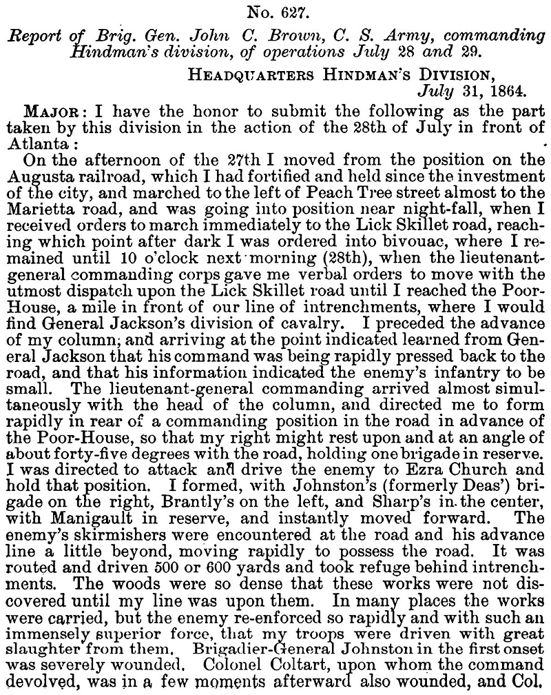 Primary source document for The Battle That Nearly Broke Hood's Army in a Single Afternoon