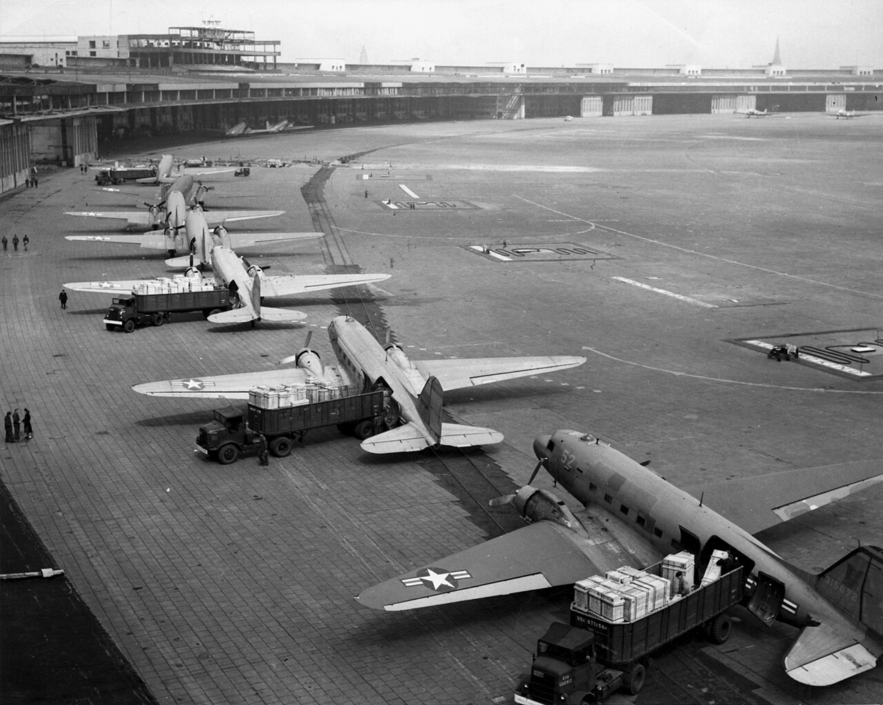 C-47s being loaded at Tempelhof Airport, Berlin, 1948