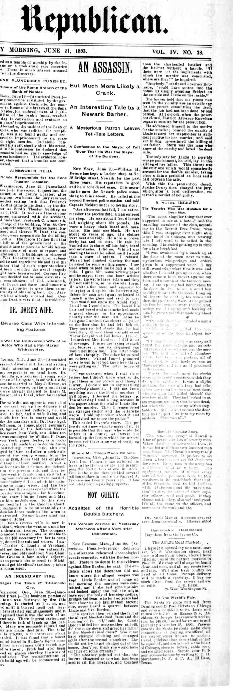 Primary source document for The Poisoning Before the Axe: What Lizzie Borden's Jury Never Heard