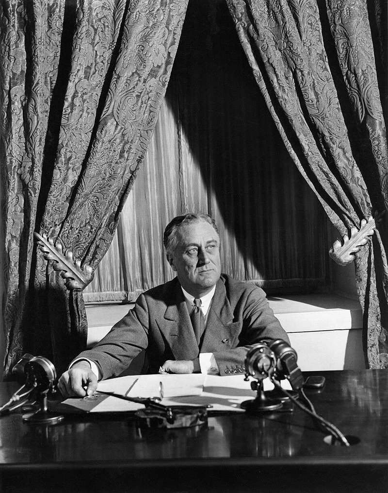 President Franklin D. Roosevelt preparing for a radio address, March 12, 1933.