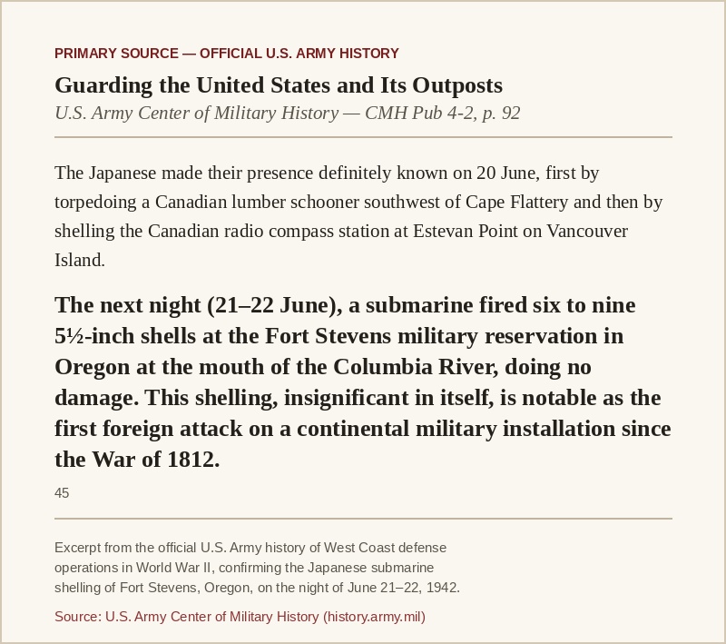 Primary source document for The Night the War Came to Oregon