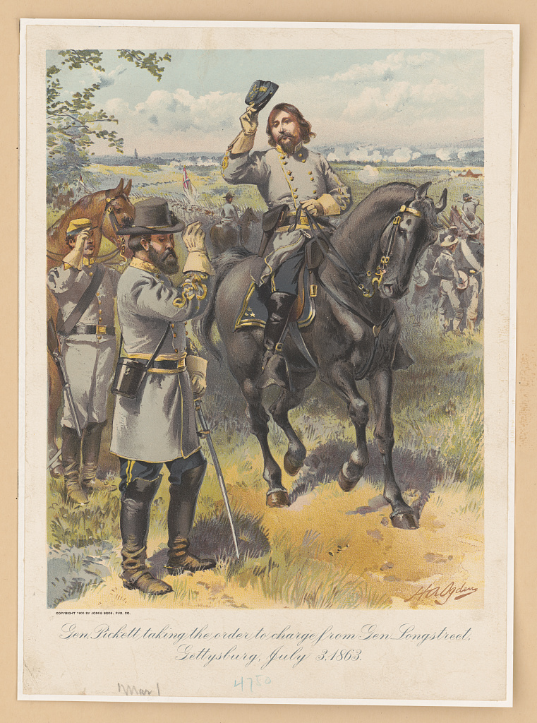 Gen. Pickett taking the order to charge from Gen. Longstreet, Gettysburg, July 3, 1863