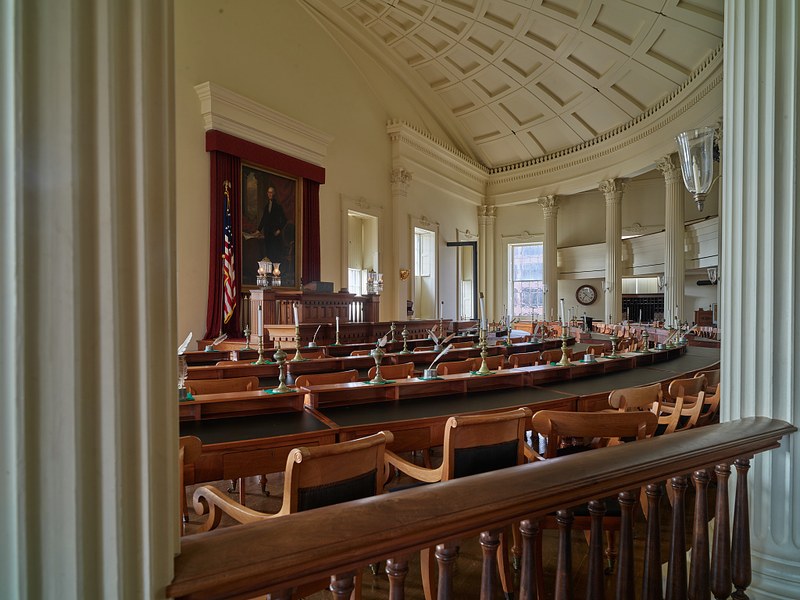 The Hall of Representatives in the Old State Capitol, Springfield, Illinois, as it appeared in the mid-nineteenth century