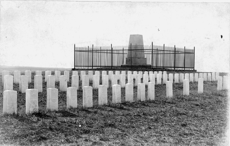 Last Stand Hill, Little Bighorn Battlefield, Montana Territory. Photograph produced by Krotzenberg, 1897. Courtesy National Park Service, Little Bighorn Battlefield National Monument. Public domain.