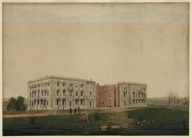 The United States Capitol after the British burned it, circa 1814