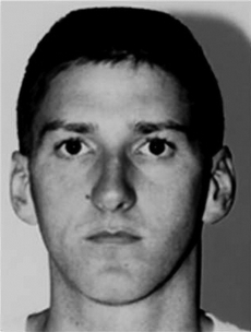 Timothy McVeigh FBI booking photograph, taken April 21, 1995, two days after the Oklahoma City bombing