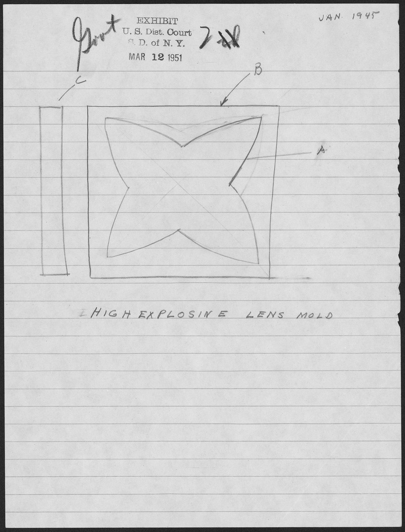 Government Exhibit 7, the high explosive lens mold sketch