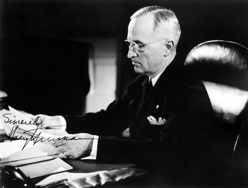 President Harry S. Truman at his desk