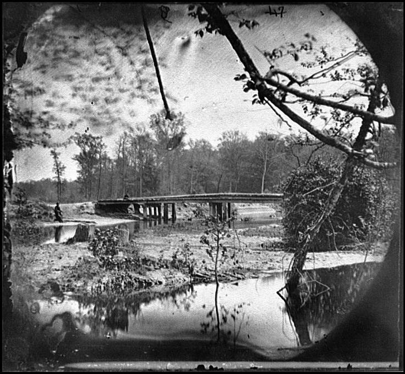 The Chickahominy River bridge on the Mechanicsville road, Virginia, 1862.