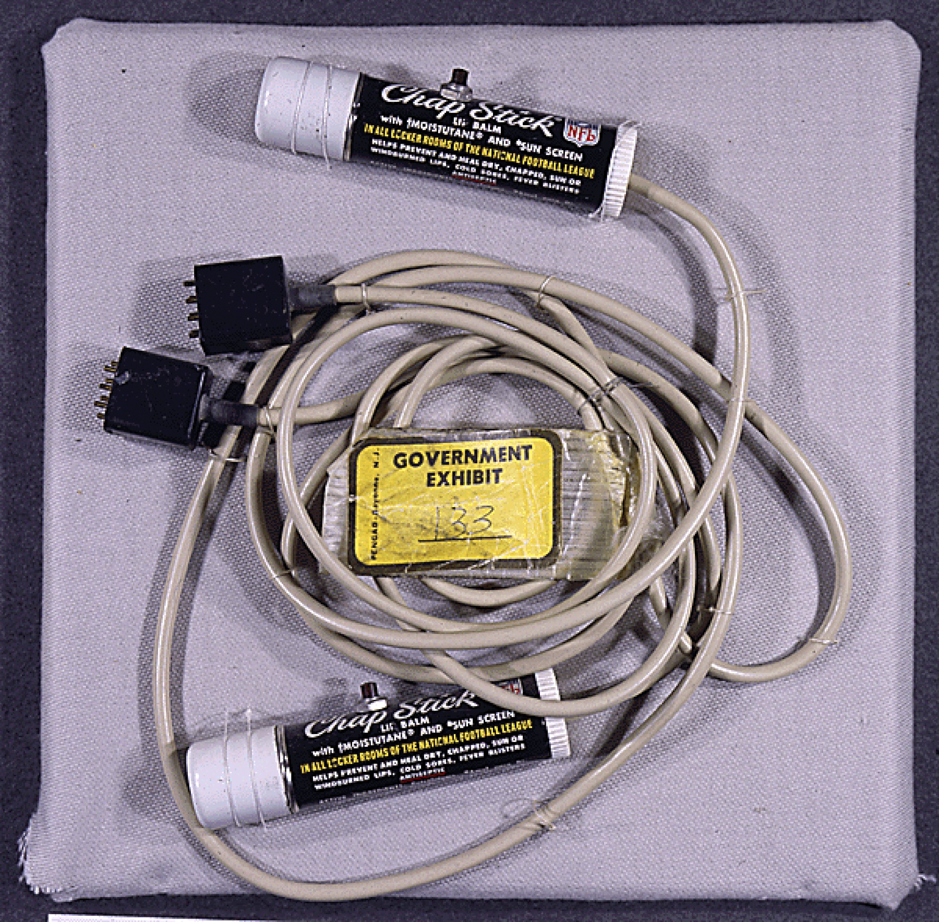 Evidence: chapstick-disguised microphones and reel-to-reel recorder