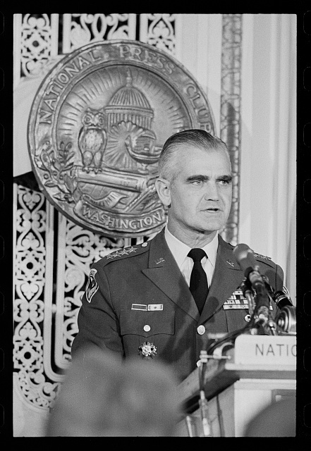 General William Westmoreland at the National Press Club podium, November 1967